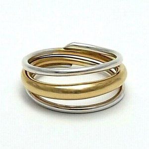 Vintage ED LEVIN 14K GOLD & STERLING SILVER HARMONY BAND size 6.5